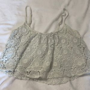 Pacsun LA hearts white lace crop top blouse